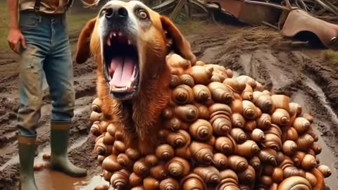 A dog drinks water, and gets attacked by evil snails!😱😖