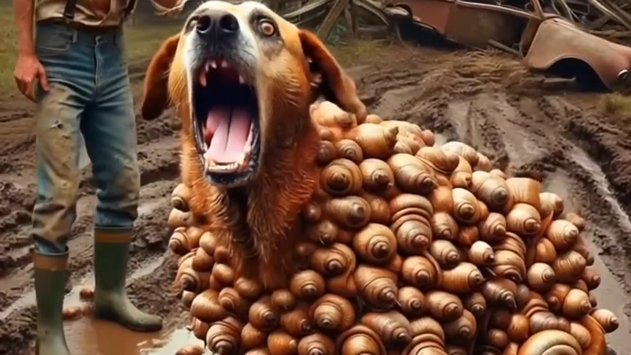 A dog drinks water, and gets attacked by evil snails!😱😖