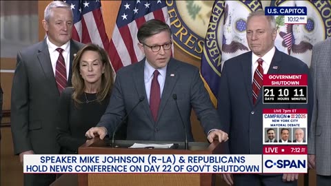 Speaker Johnson Holds News Conference on Day 22 of Shutdown