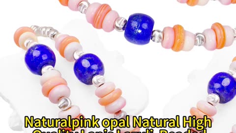 GN-20250217-01 Naturalpink opal Natural High Quality Lapis Lazuli Beaded Necklace