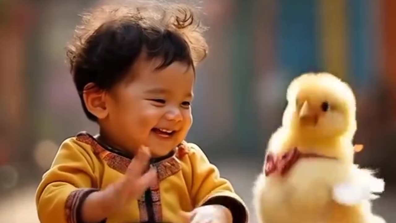 Baby play Holi