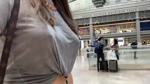Just enjoye walking braless