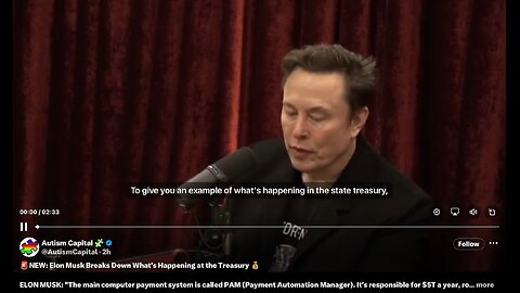 Elon on JRE (Clip) Treasury Payment Waste