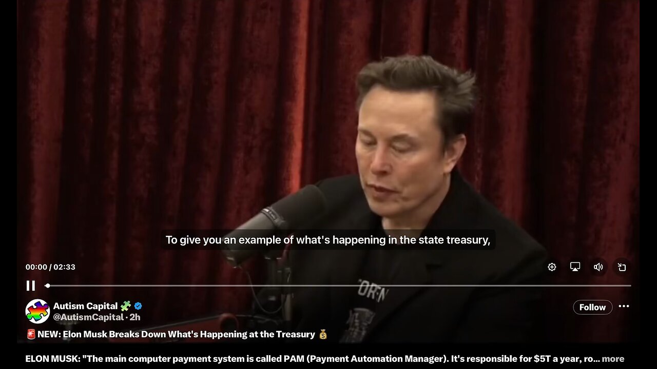 Elon on JRE (Clip) Treasury Payment Waste