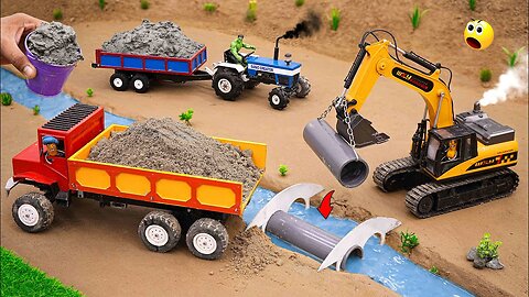 diy mini truck an excavator making home pipe bridge science project