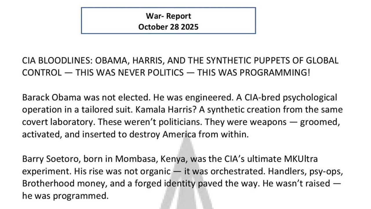 WAR REPORT - OCT 28 2025 - THE SYNTHETIC PUPPETS OF GLOBAL CONTROL