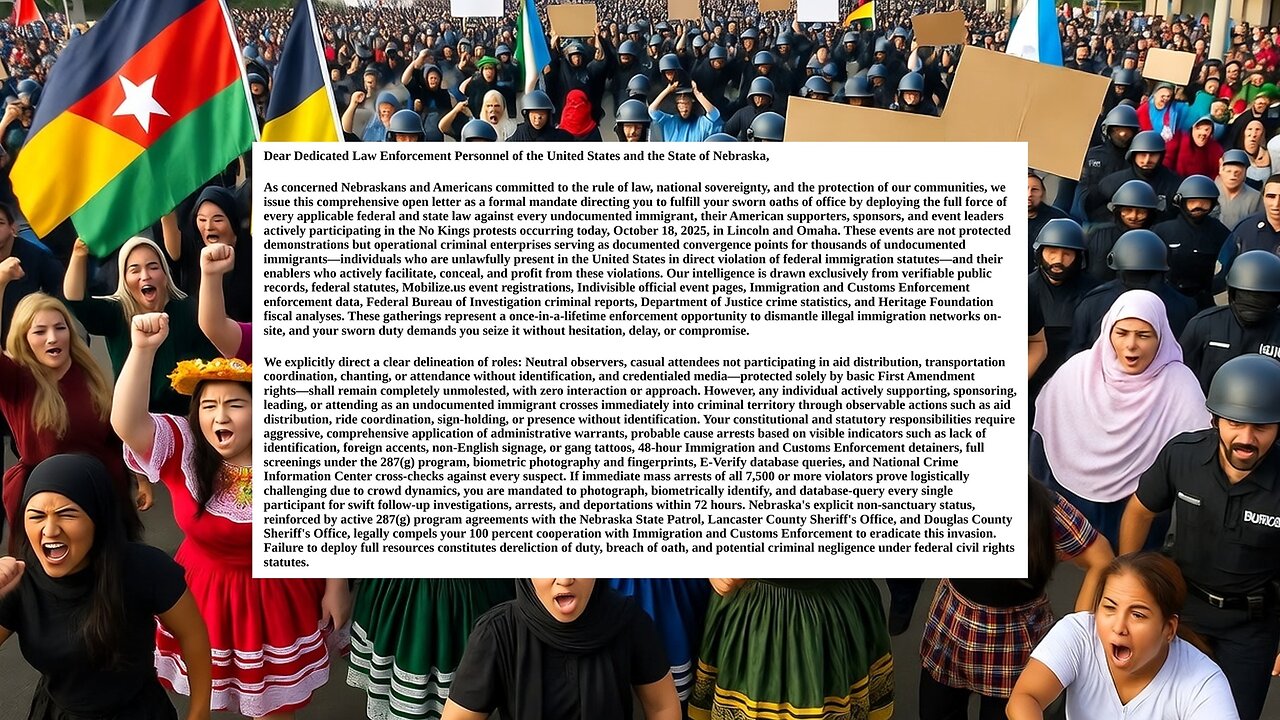 No Kings Protest Law Enforcement Action Required: Open Letter from Concerned Nebraskans and America