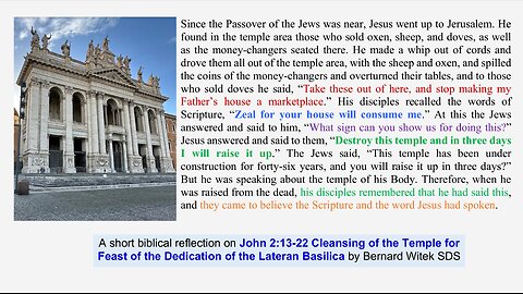 John 2:13-22 Cleansing of the Temple for Feast of the Dedication of the Lateran Basilica