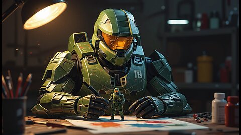 Painting some Halo stuff & jammin