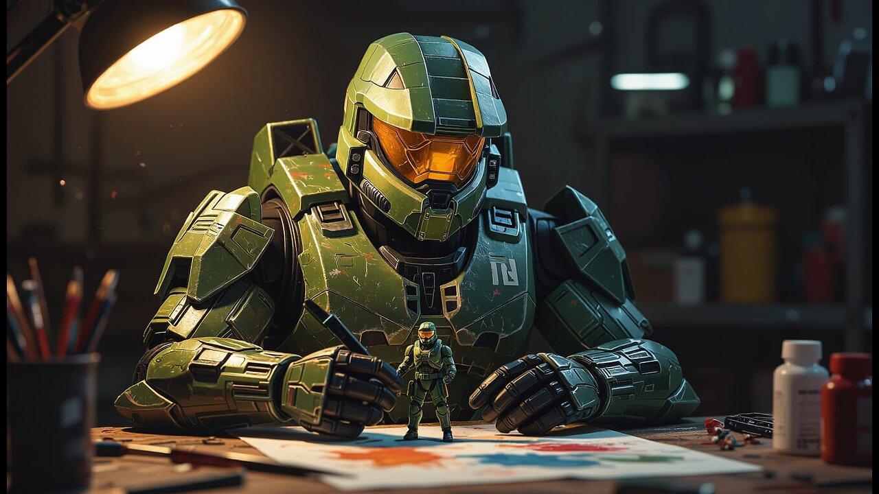 Painting some Halo stuff & jammin