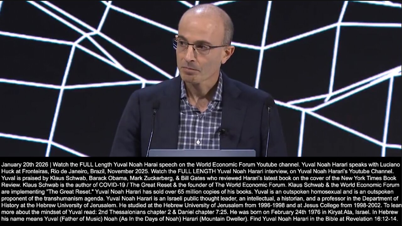 Yuval Noah Harari | "AI Is Not Just Another Tool. It Is An Agent. AI Is a Knife That Can Decide Whether to Cut Salad or Commit Murder. AI Can Lie. AI Agents Can Acquire the Will to Survive. AI Will Take Over Religion." - 1/20/2026