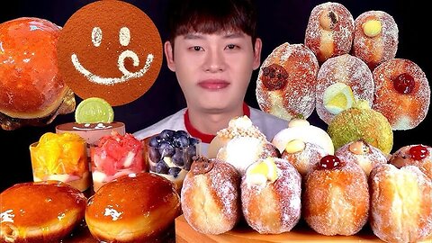 ASMR Mukbang: Creamy Mini Doughnuts & Chocolate Cake 😋 | Sweet Dessert Eating Sounds