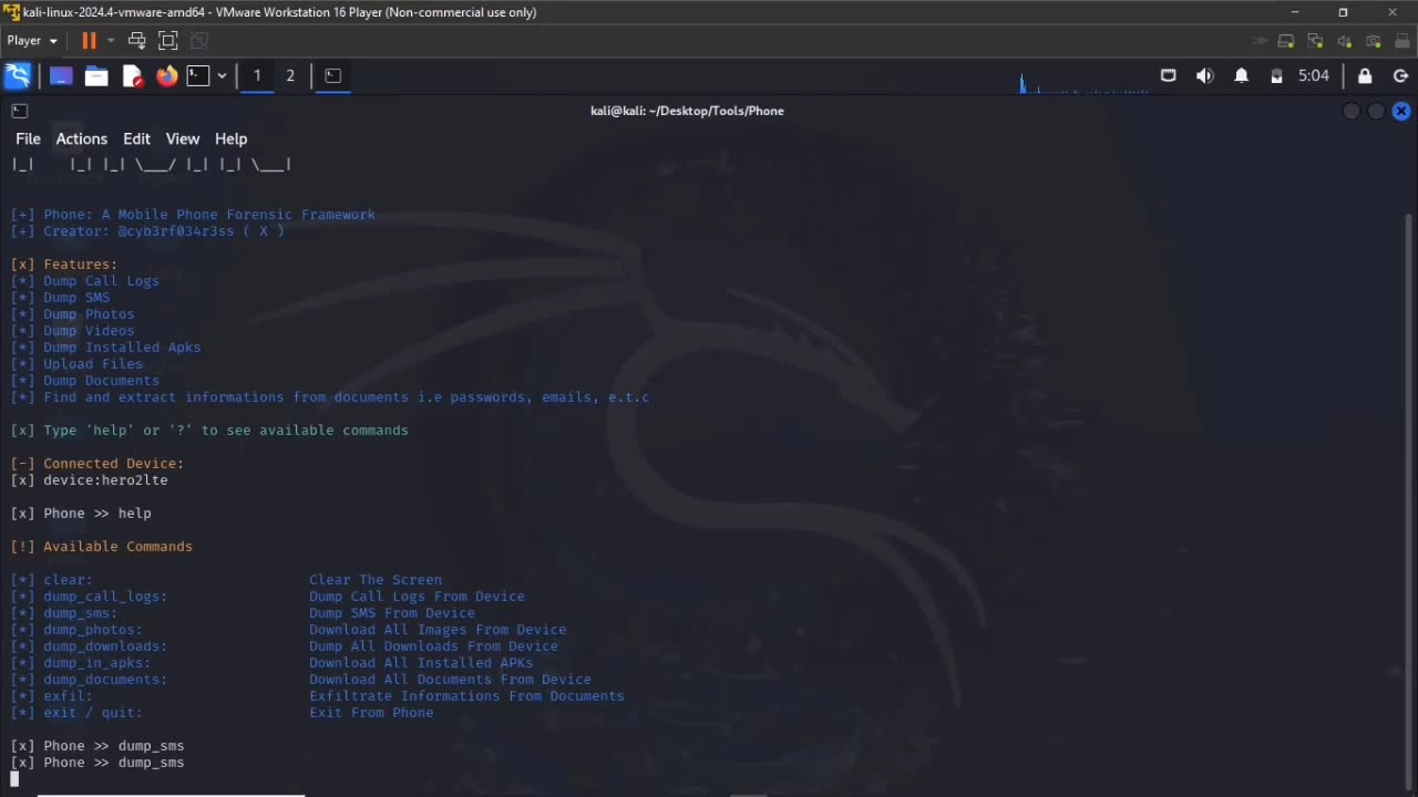 Kali Linux Mobile Phone Forensics Framework 🌐