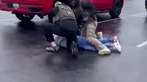 DHS agents detain an illegal alien at The Home Deporto in Baltimore