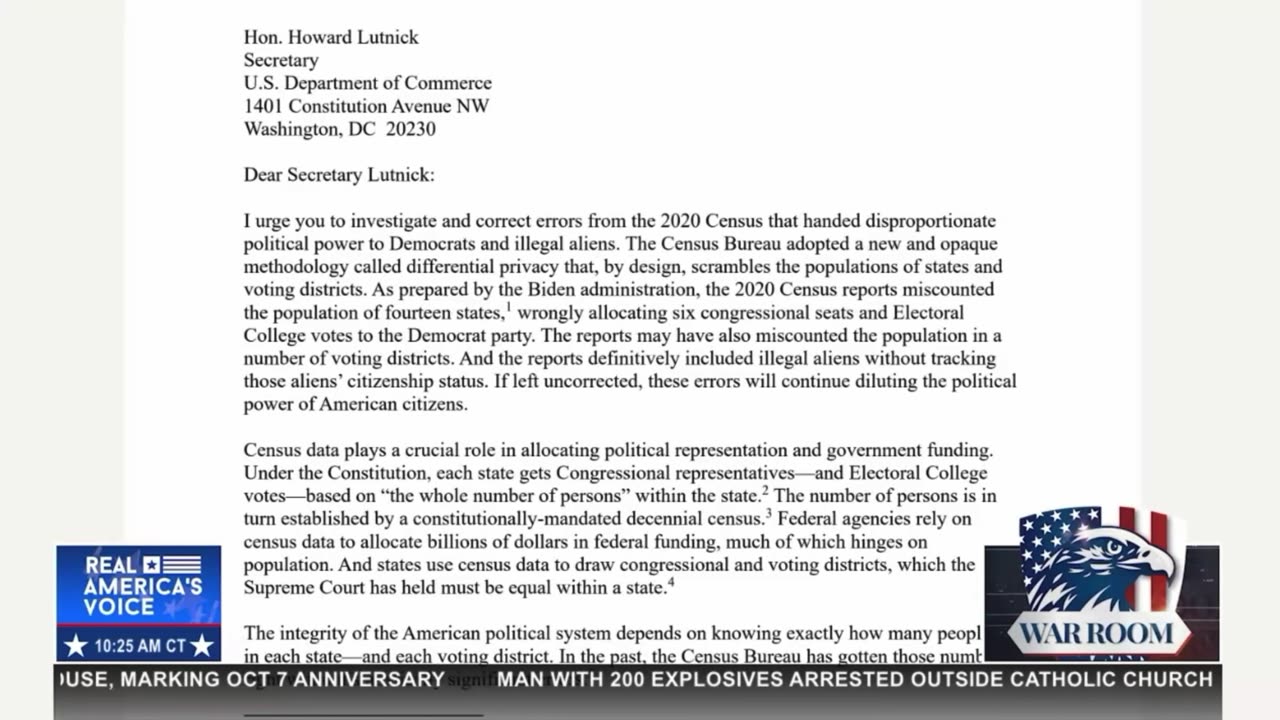 Senator Banks talks fraudulent 2020 census with Steve Bannon on War Room