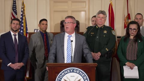 AG Uthmeier joins State Attorney Gladson and Sheriff Nienhuis in Brooksville to announce a child predator indictment.