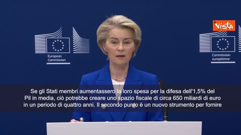 NOTIZIE DAL MONDO Von der Leyen;'Piano da 800 miliardi per la difesa europea' Se gli Stati UE aumentassero la loro spesa per la difesa dell'1,5% del Pil in media,ciò potrebbe creare uno spazio fiscale di circa 650 miliardi di euro in 4anni