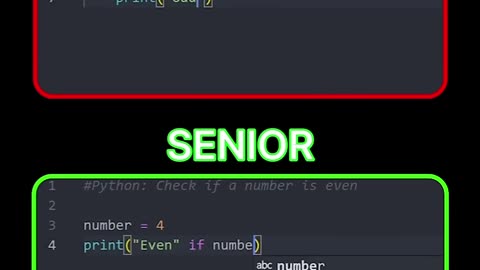 Junior vs senior python developer | #python #coding #programming #shorts @Codingknowledge-yt