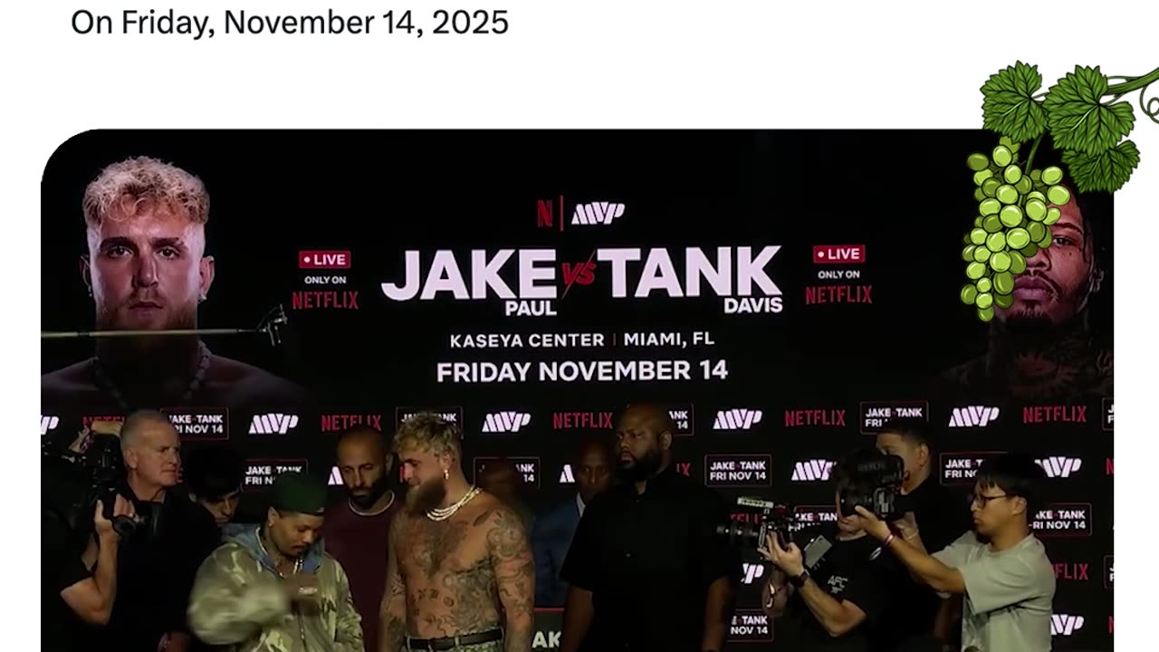 Jake Paul VS Gervonta "Tank" Davis Face Off For Their Upcoming Fight On Friday, November 14, 2025