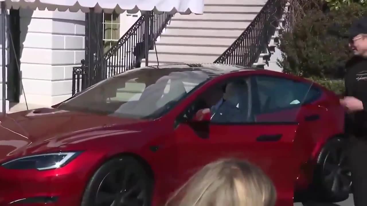 President Trump and Elon Musk hop in a Tesla!