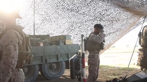 B-Roll: 1st Bn., 11th Marines set-up howitzer during Steel Knight 25
