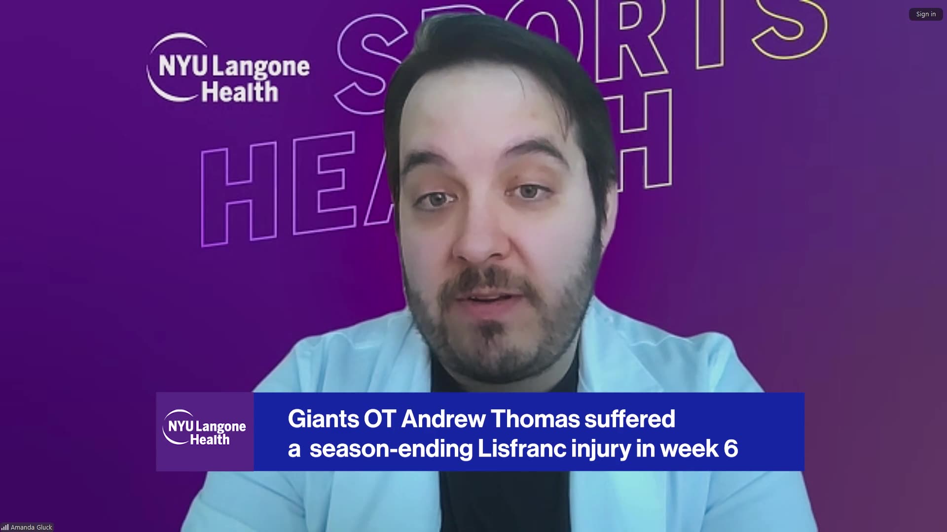 NYU Langone's Daniel J. Kaplan, MD explains Andrew Thomas' recovery from Lisfranc surgery