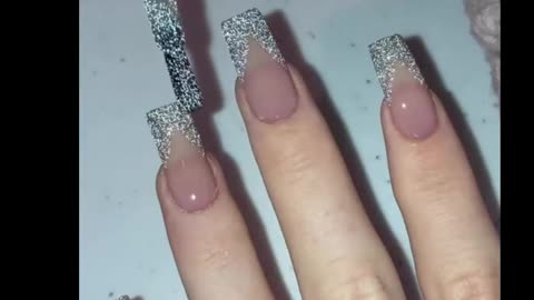 Pink with Silver touched Nail Art Design