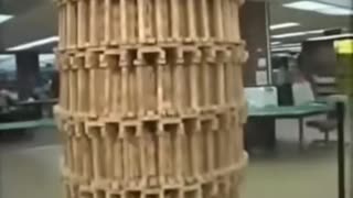 Reporter knocked over world record Jenga Tower