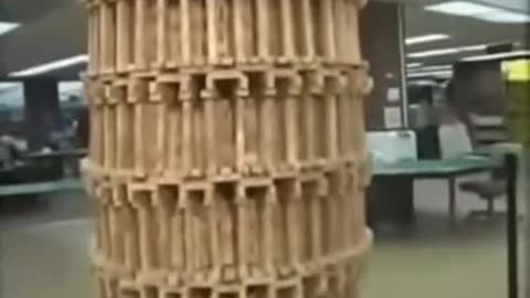 Reporter knocked over world record Jenga Tower