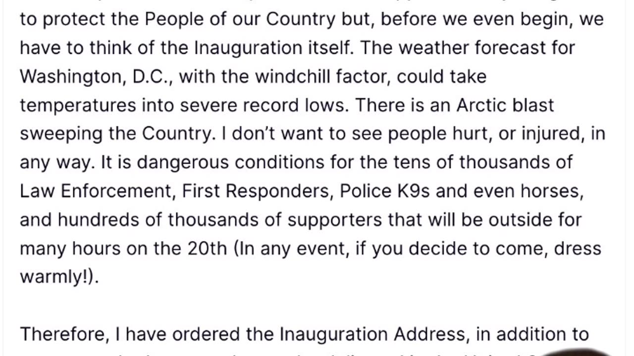 Is Donald Trump’s Inauguration Being Moved Inside Because of Weather or Is There Another Reason??