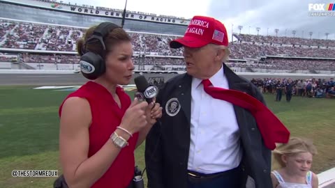 President Trump gives an interview at the Daytona 500