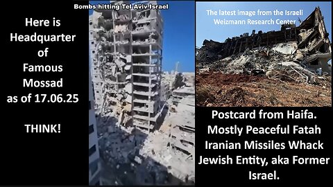 Postcard from Haifa. Mostly Peaceful Fatah Iranian Missiles Whack Jewish Entity, aka Former Israel.
