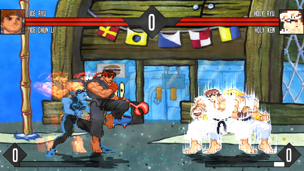 MUGEN - Ice Ryu & Ice Chun Li vs. Holy Ryu & Holy Ken - Download