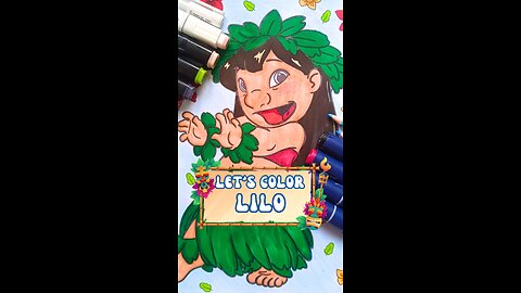 Coloring Lilo’s Hula Outfit 🌺 | Lilo & Stitch Art #LiloandStitch #shorts
