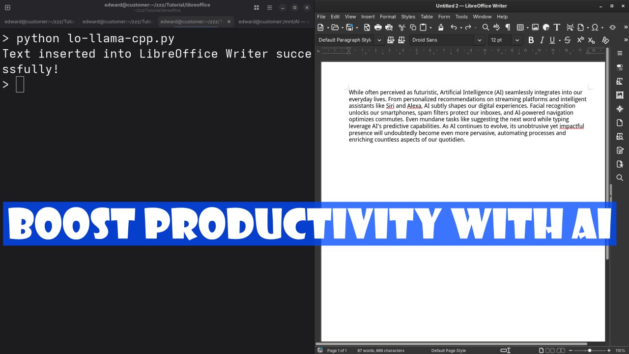 Integrating Llama.cpp with LibreOffice Writer for Powerful AI Productivity (AMD Instinct GPU Setup)