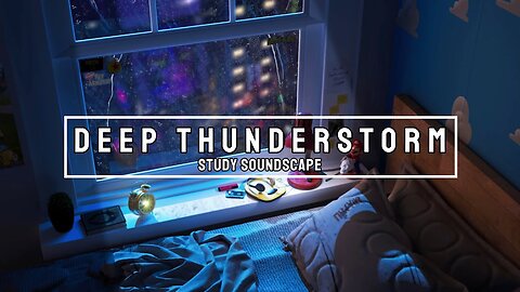 1 A.M. Deep Thunderstorm & Rain On Window 🌩 - Study/Sleep Soundscape [1 Hour]