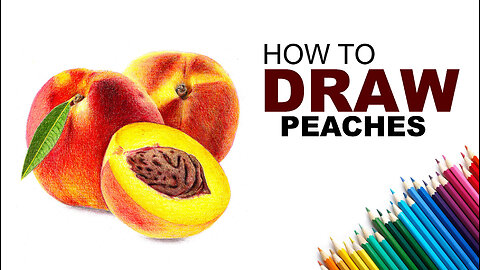 How To Draw Peaches with Coloured Pencils.