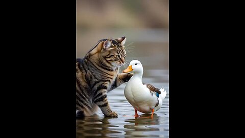 Cat love Duck