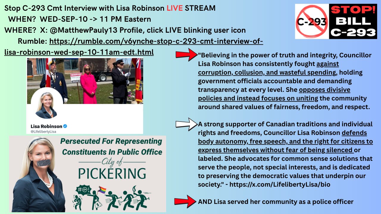 Stop C-293 Cmt Interview of Lisa Robinson WED-SEP-10 11AM EDT