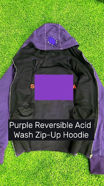 Purple Reversible Acid Wash Zip-Up Hoodie – Two Styles, One Vibe!