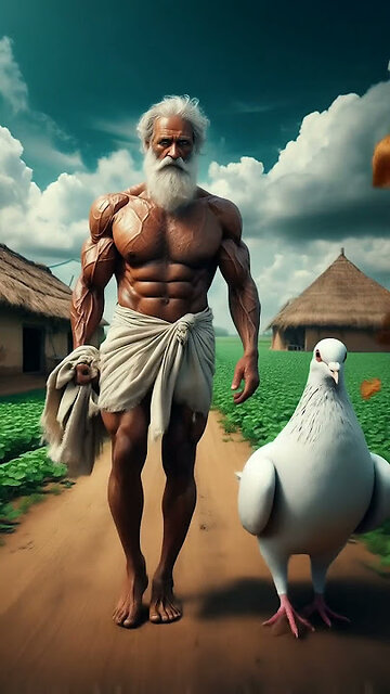 "The Pigeon's Gift: A Farmer's Cool Relief"