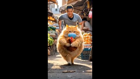 cute cat making curry