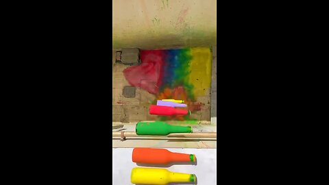 Incredible bottles falling from stairs