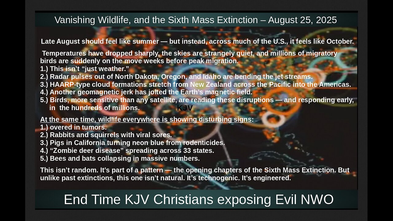 Vanishing Wildlife, and the Sixth Mass Extinction – August 25, 2025