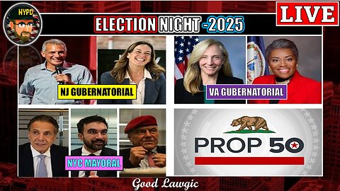 LIVE (Early Start 9:30 PM EDT) Election Night 2025 — NJ, VA, NYC Mayor & CA Prop 50 Results