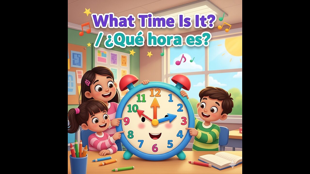What Time Is It? / ¿Qué hora es? | Bilingual Karaoke Song (AI Generated)