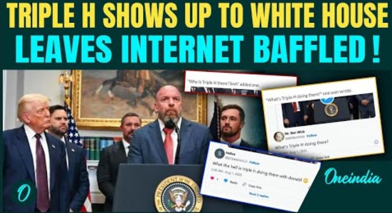 President Trump pushes for healthier USA - WWE star Triple H steals the show & Internet freak out! lol