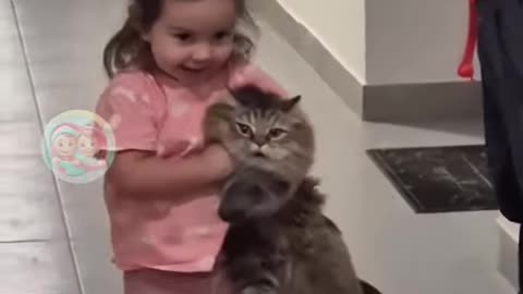 Cute baby play with cat funny cat vedios