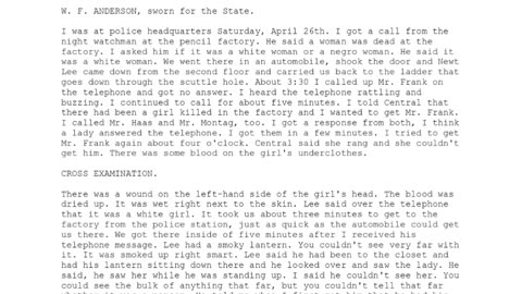 W F ANDERSON, Sworn In For The State, 19th To Testify