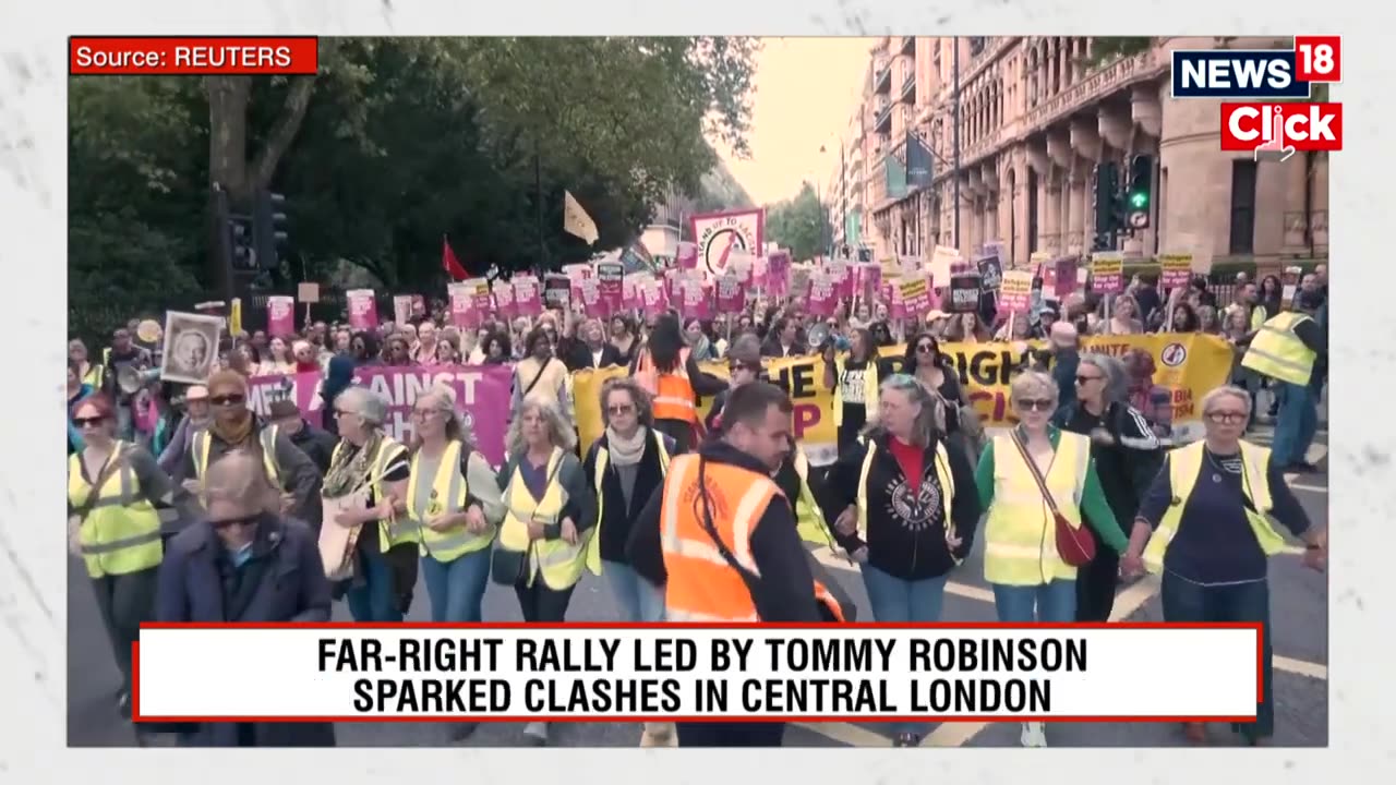 Far-Right Tommy Robinson Rally Sparks Clashes in Central London | Unite the Kingdom March